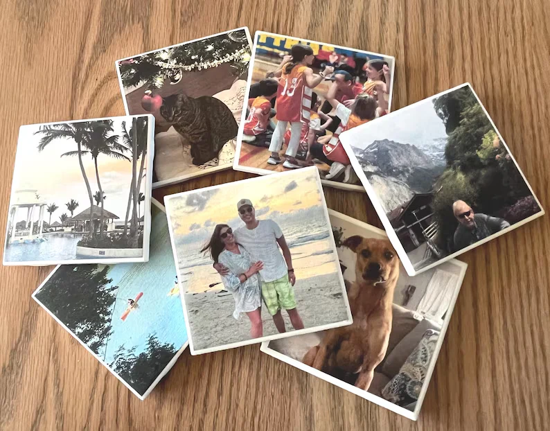 Custom Family Photo Gift For Father's Day Ceramic Coaster TH10 170039 - Image 3