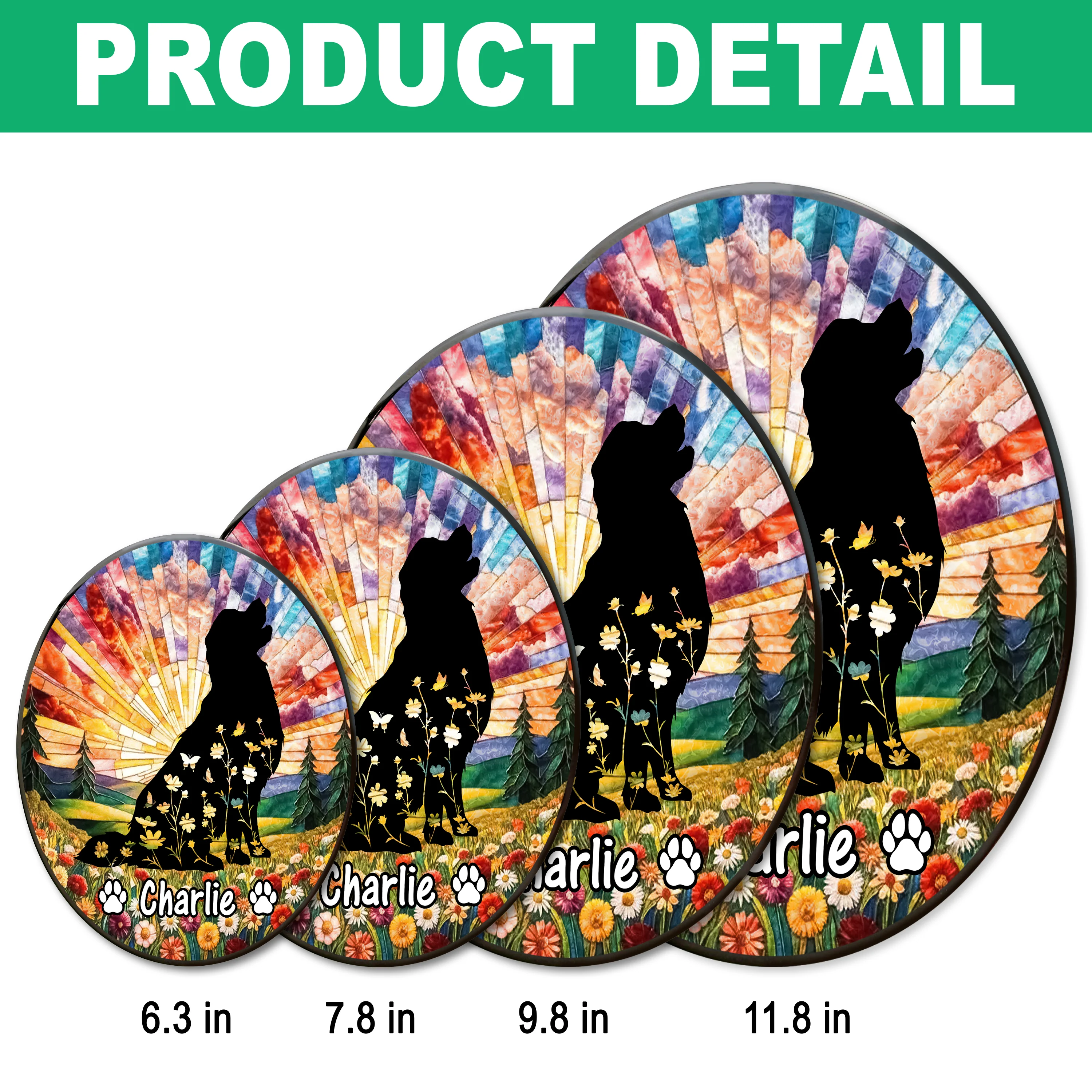 Custom Floral Dog Memorial For Dog Lover Stained Glass Suncatcher TH10 894461 - Image 7