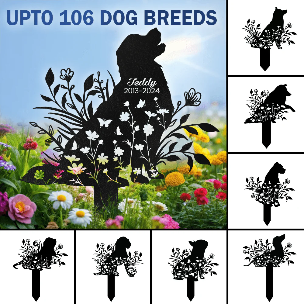 Custom Floral Dog Memorial Garden Stake TH10 891687 - Image 5
