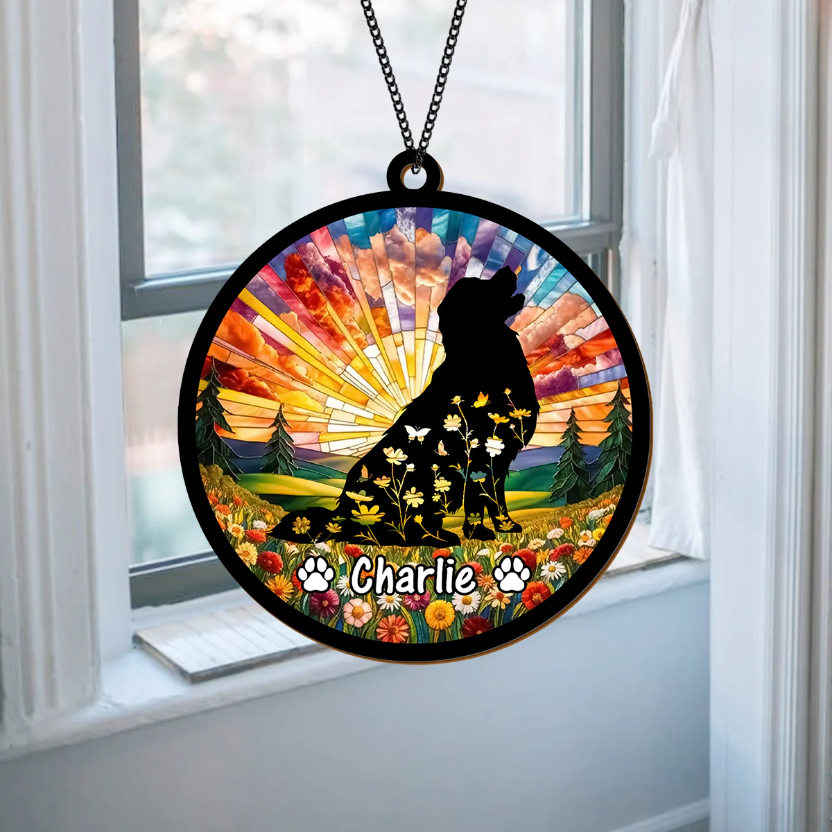Custom Floral Dog Memorial Suncatcher For Dog Lovers TH10 894305 - Image 3