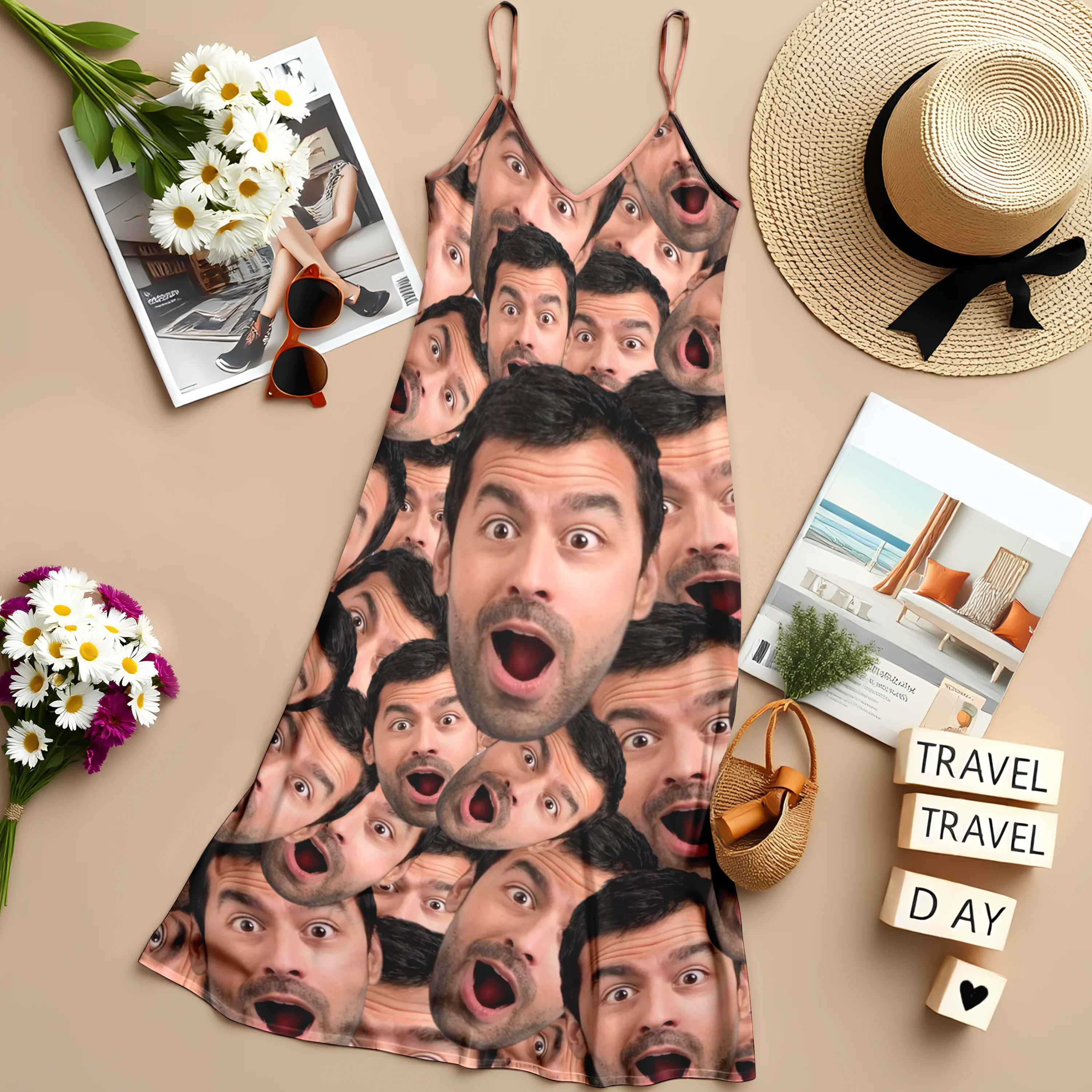 Custom Full Face Photo V-Neck Cami Maxi Dress TH10 892731 - Image 3