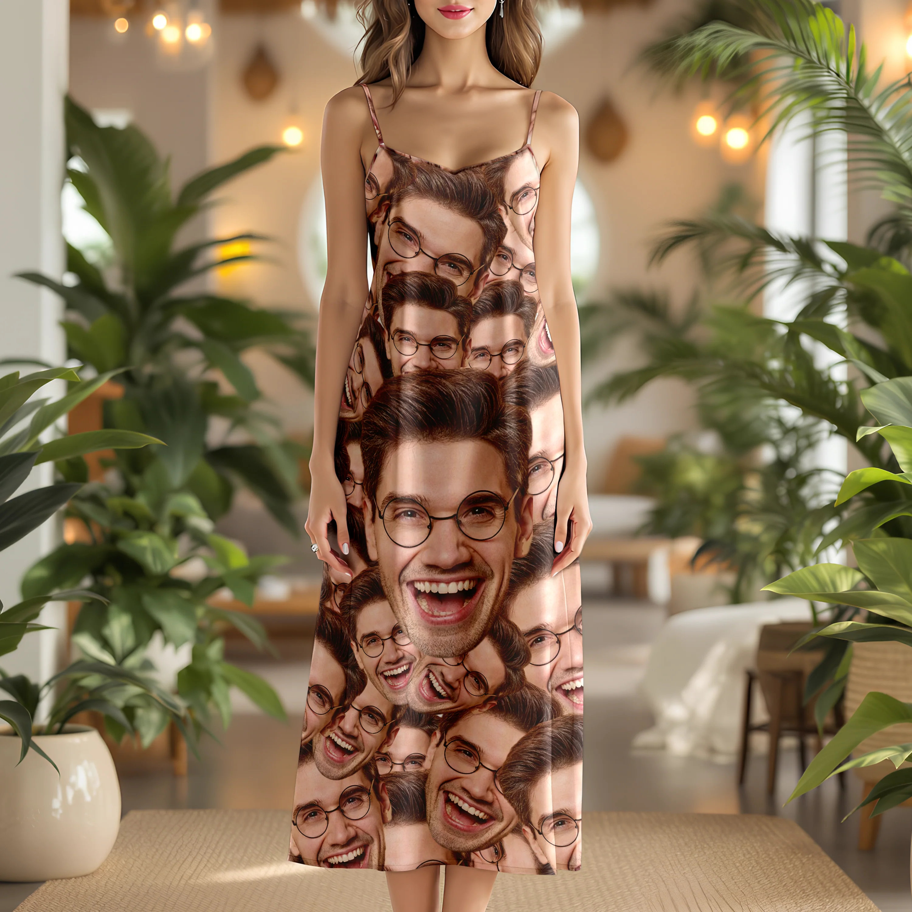 Custom Full Face Photo V-Neck Cami Maxi Dress TH10 892731 - Image 6