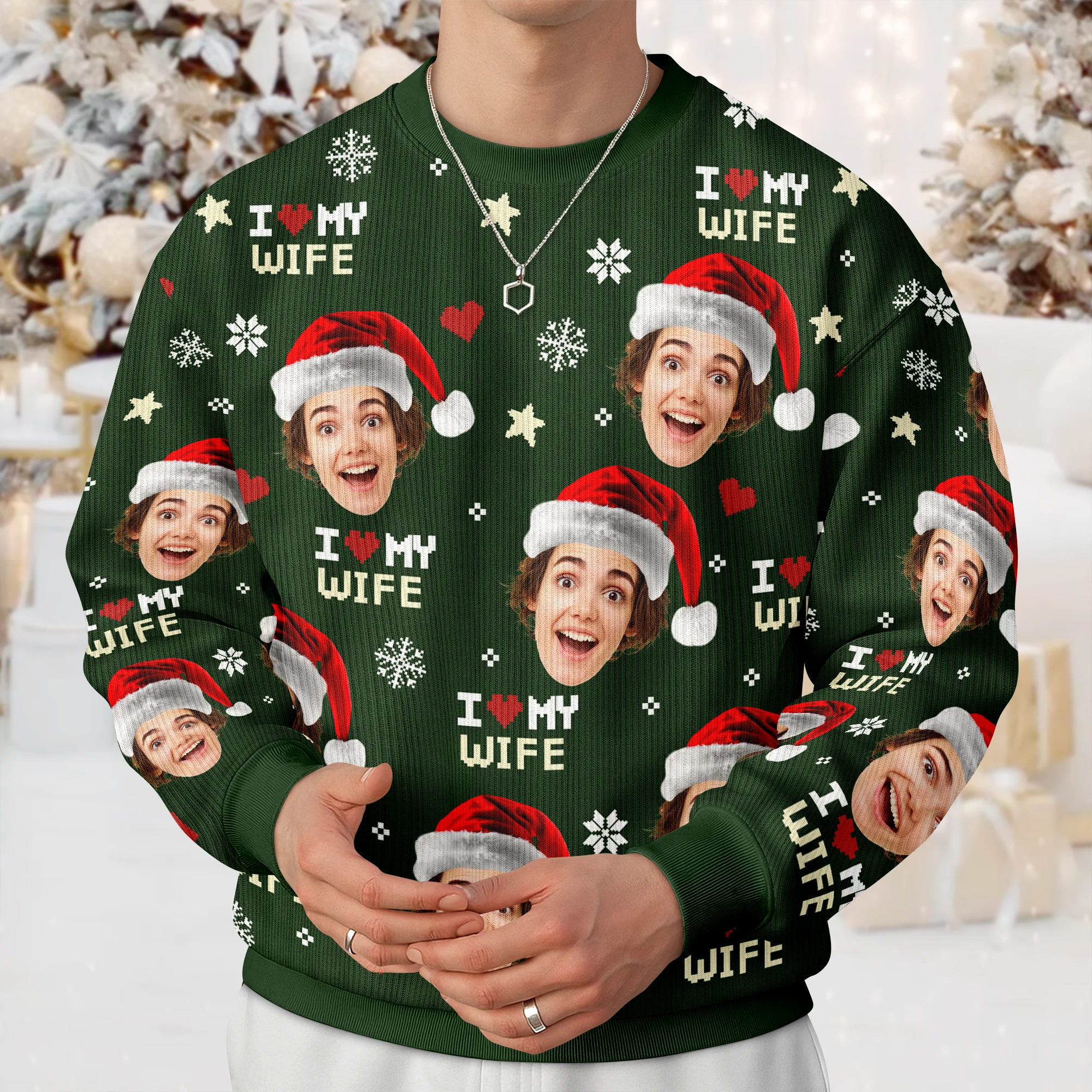 Custom Funny Photo I Love My Wife/Husband Ugly Sweater TH10 896343 - Image 3