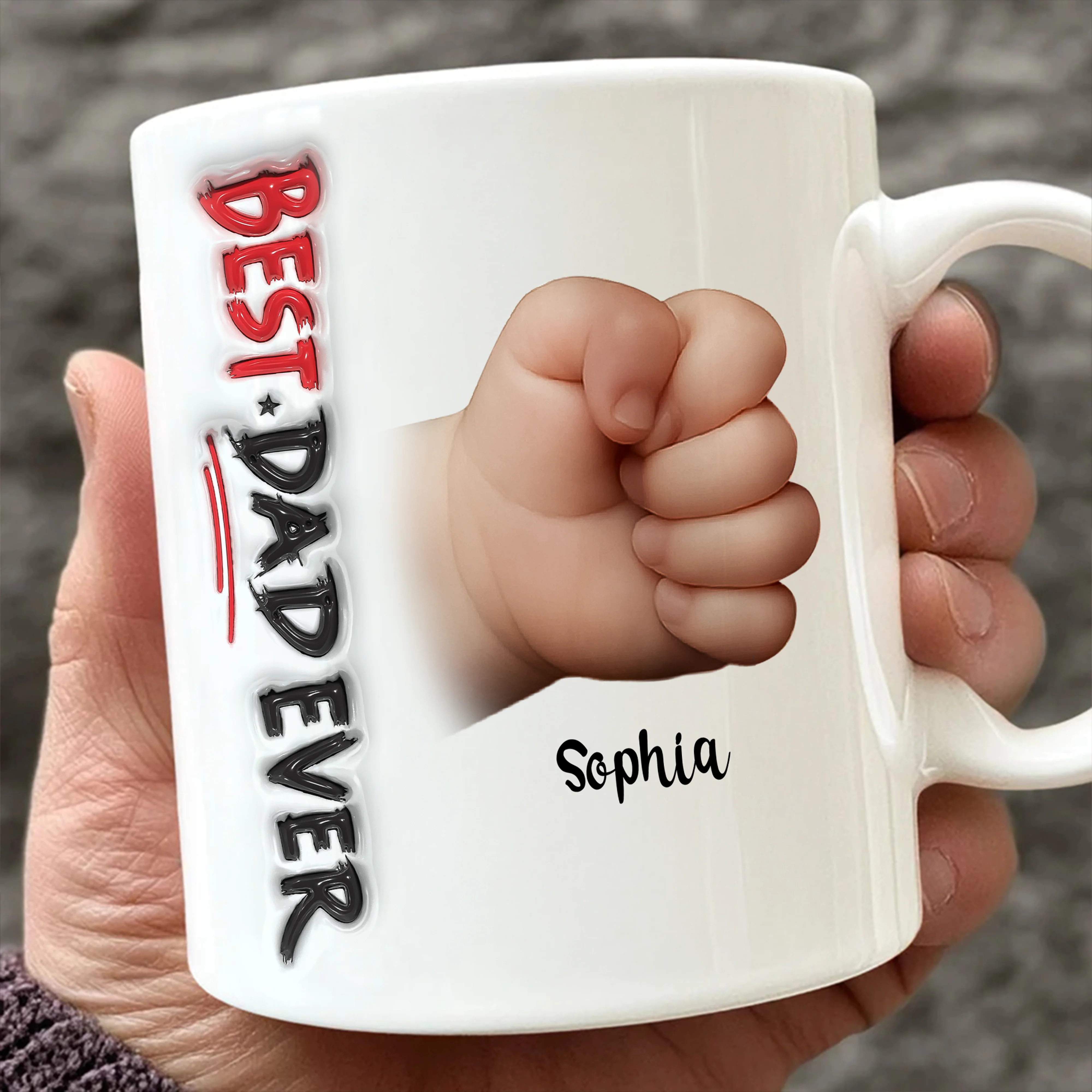 Custom Hand Photo Best Dad Ever White Mug N369 896451 - Image 2
