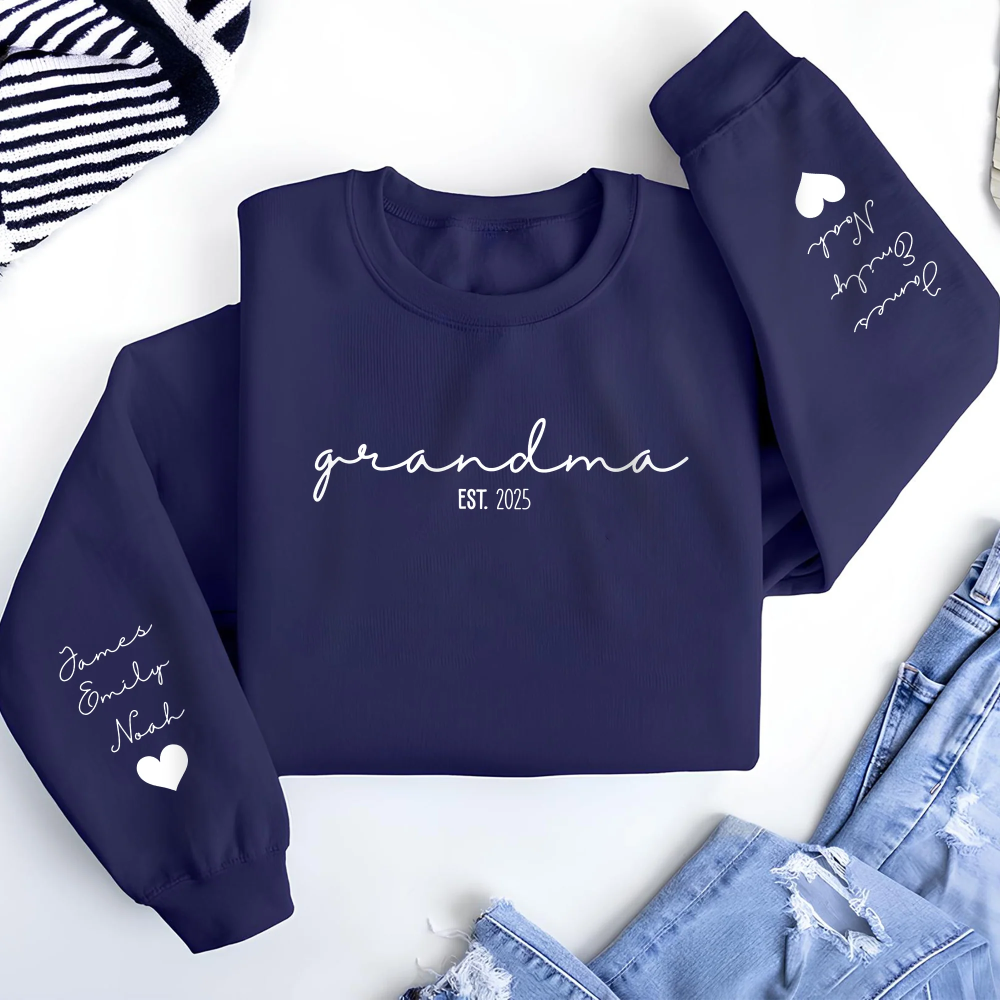 Custom Kid Name Mama Grandma Since Sleeve Printed Sweatshirt TH10 169477 - Image 6