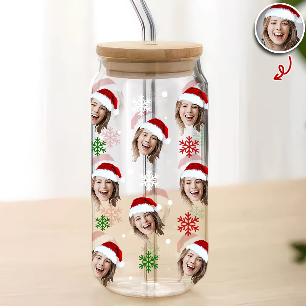 Custom Mom Photo Glass Can With Lid Christmas Gift For Family TH10 896795 - Image 9