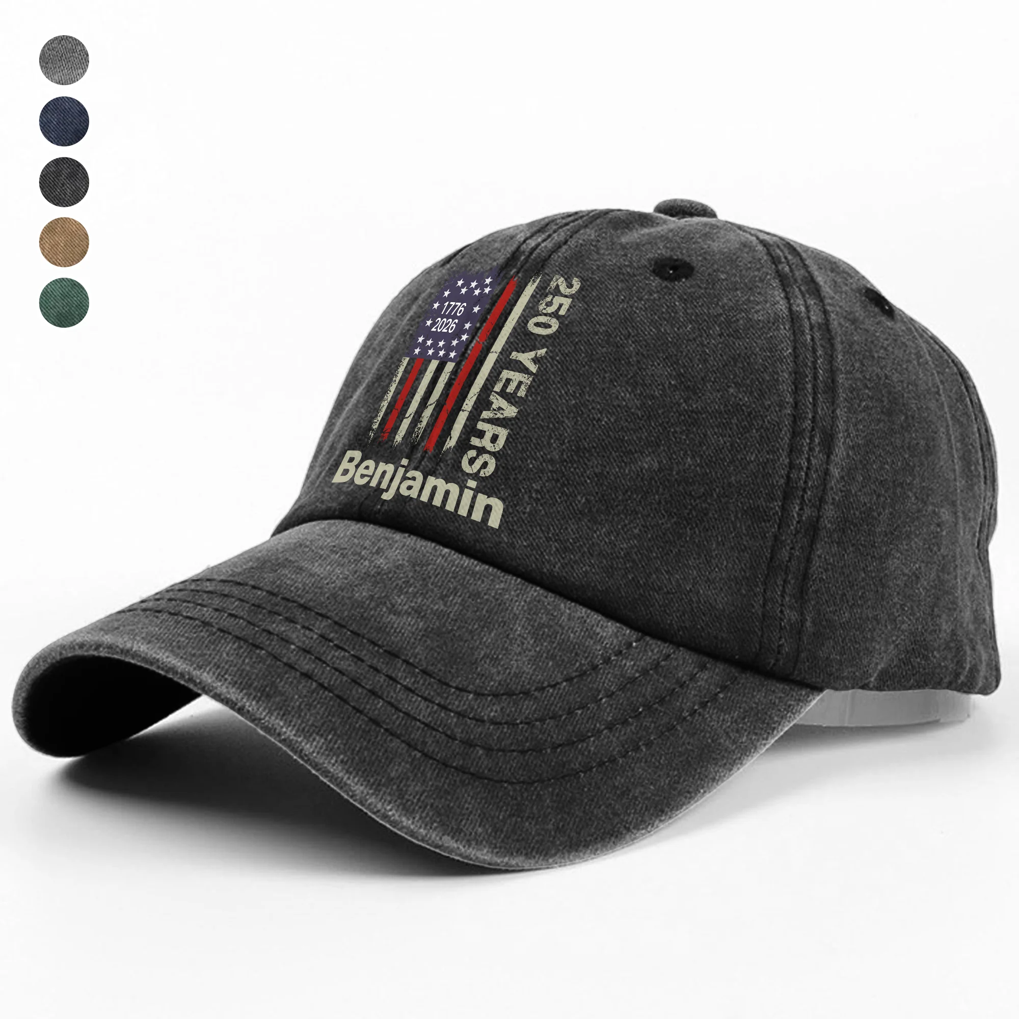 Custom Name USA 250 Washed Denim Baseball Cap TH10 896553 - Image 5