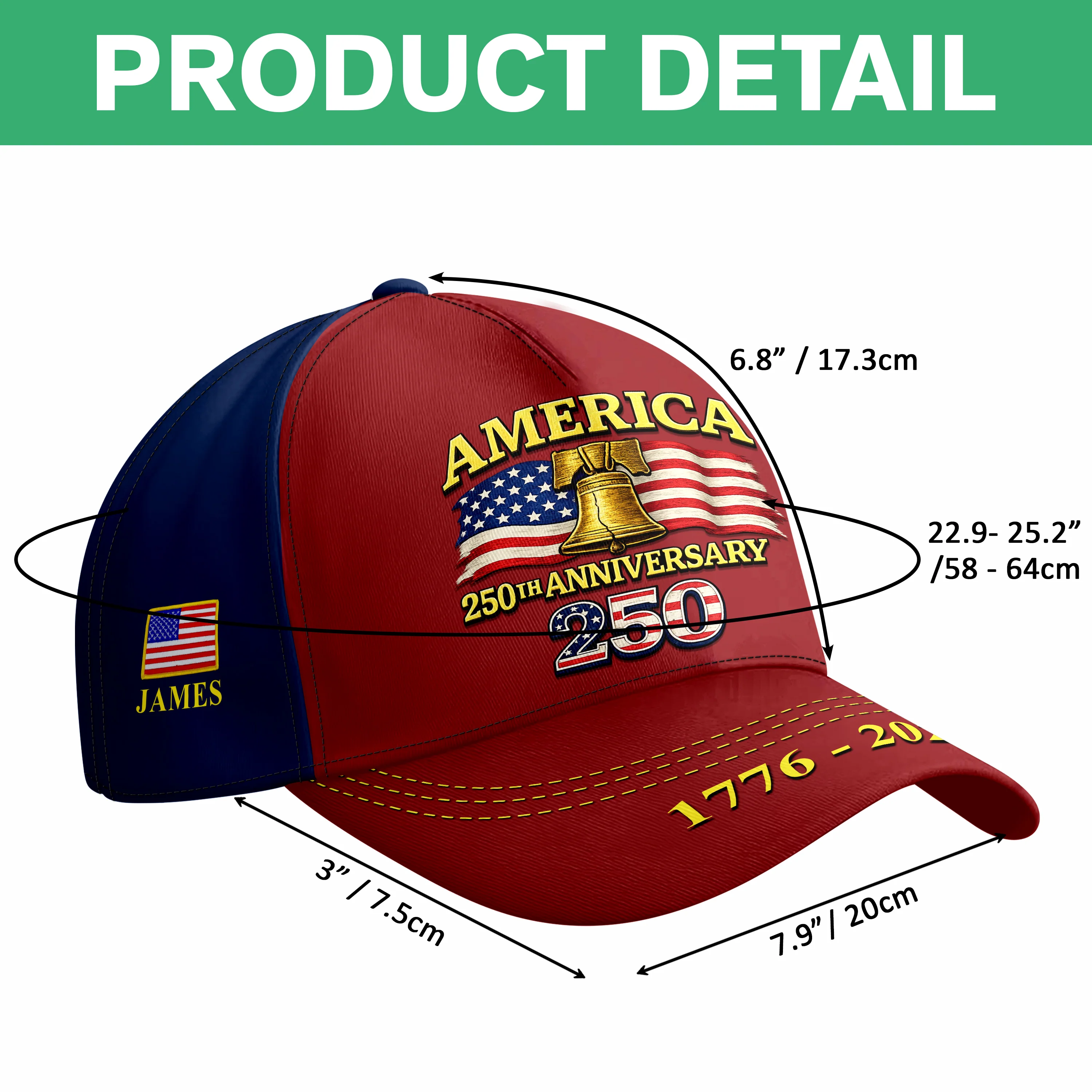 Custom Name America 250th Anniversary Classic Cap TH10 169699 - Image 7