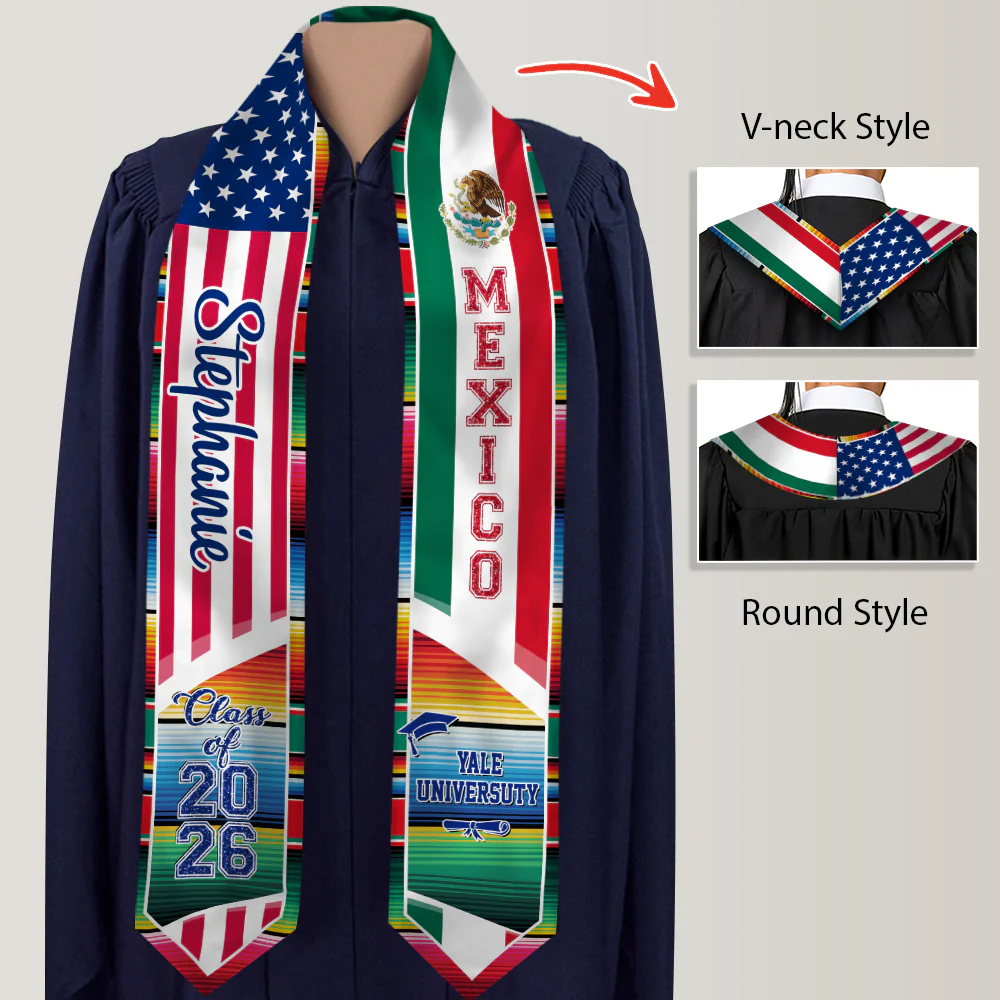 Custom Name America And Mexico Flag Graduation Stoles TH10 898535 - Image 5