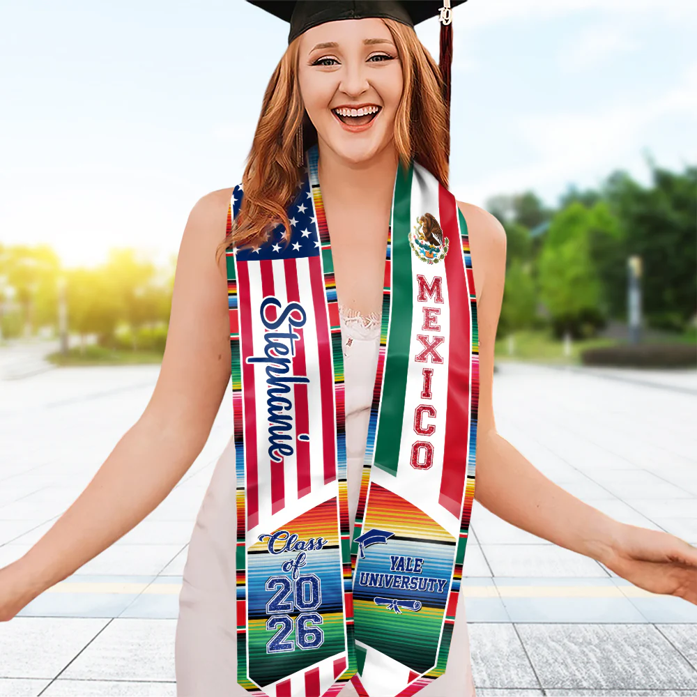 Custom Name America And Mexico Flag Graduation Stoles TH10 898535 - Image 6