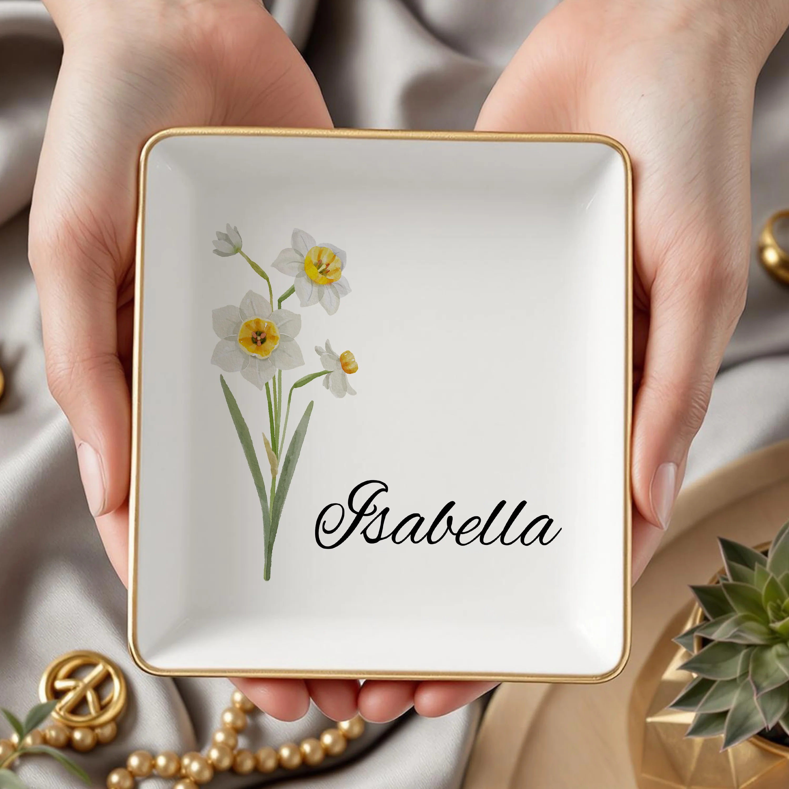 Custom Name And Flower Month Ring Dish TH10 896883 - Image 4
