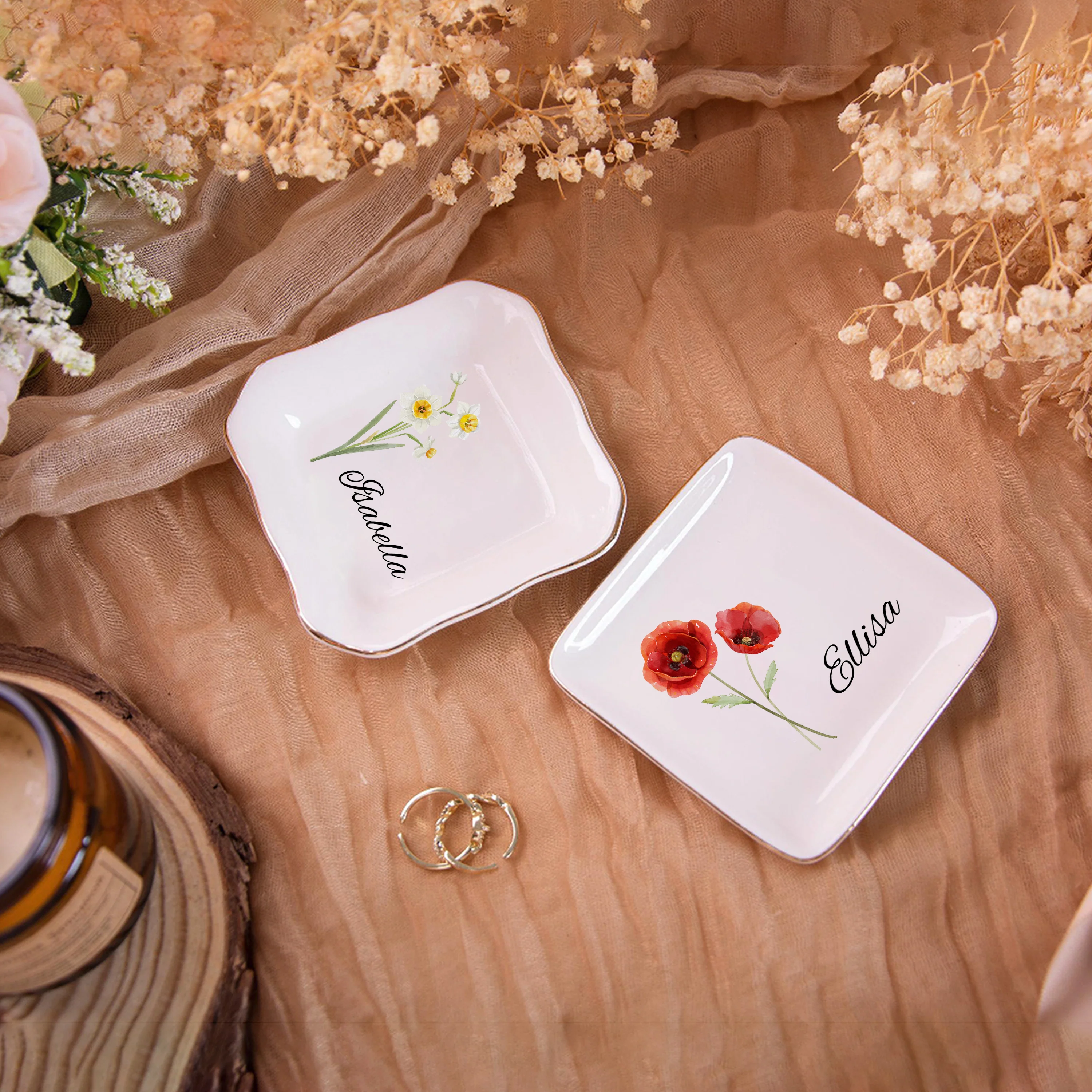 Custom Name And Flower Month Ring Dish TH10 896883 - Image 5