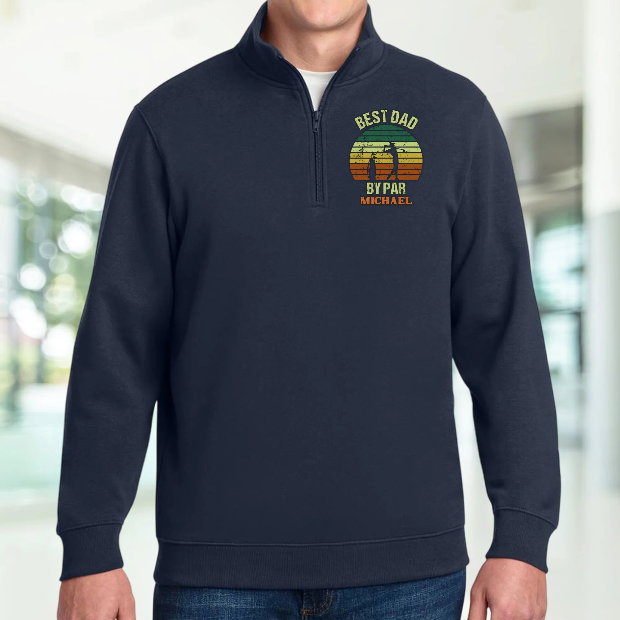 Custom Name Best Dad By Par Printed Quarter Zip Gift For Golf Lover TH10 898207 - Image 2