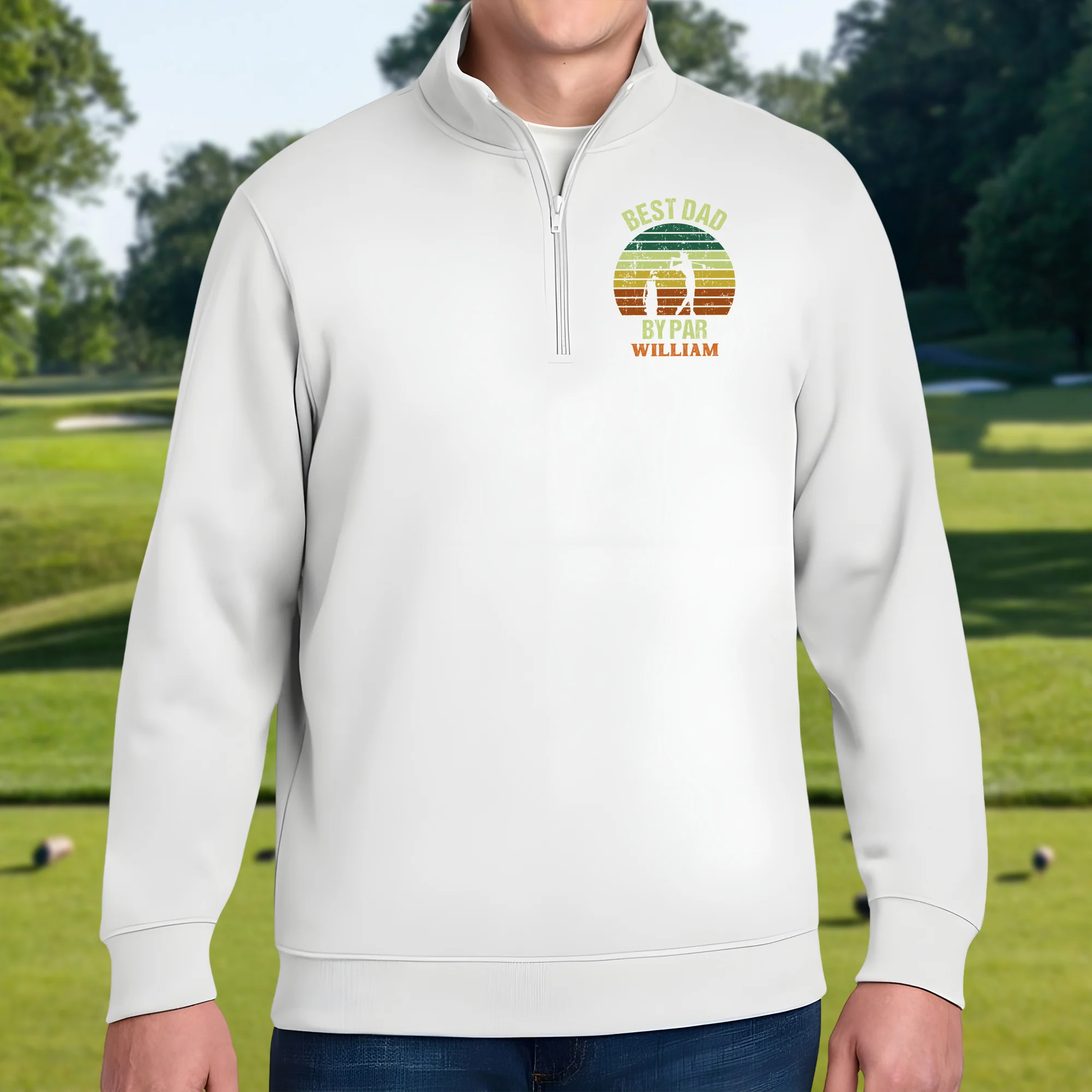 Custom Name Best Dad By Par Printed Quarter Zip Gift For Golf Lover TH10 898207 - Image 3
