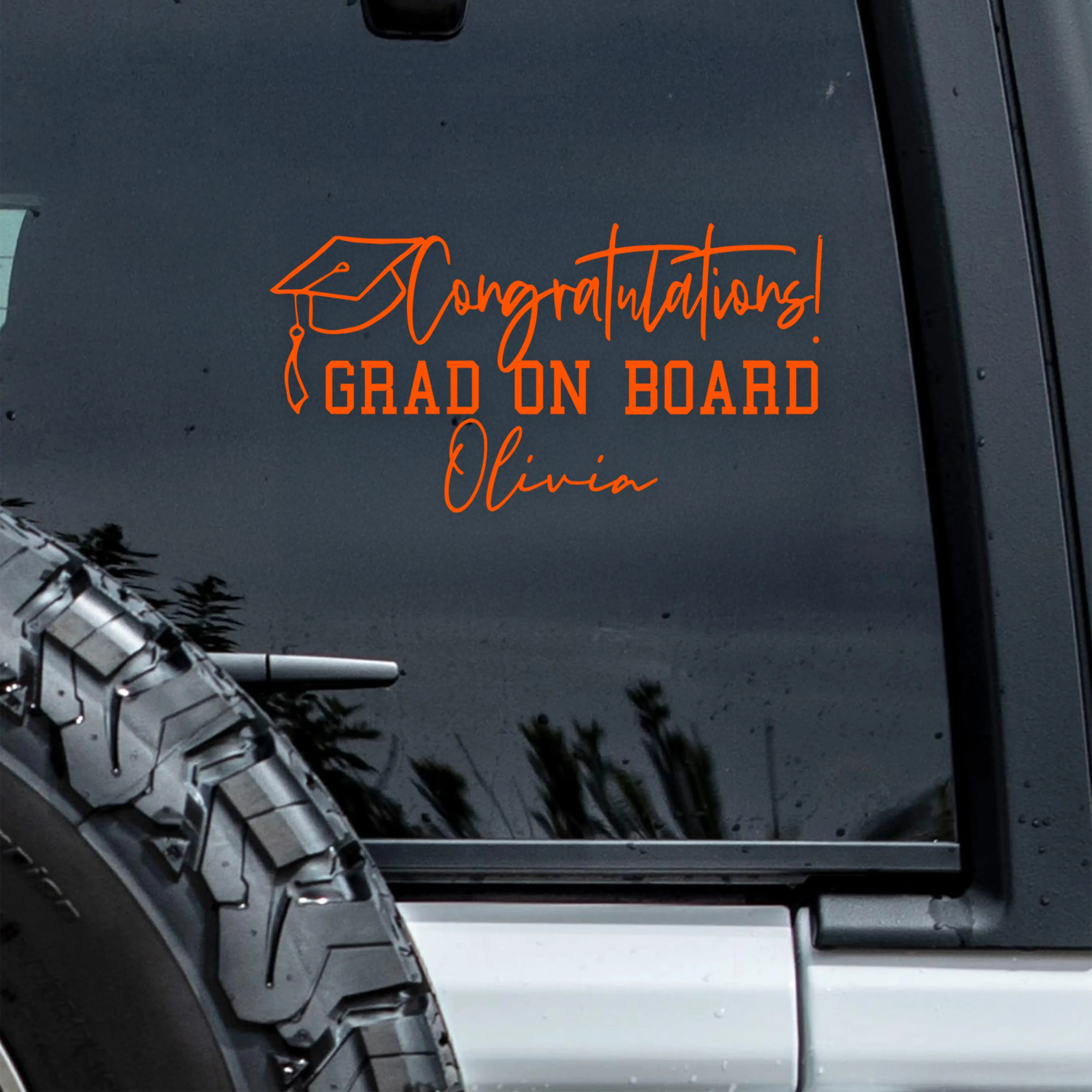 Custom Name Congratulations! Grad On Board Car Window Decal Sticker TH10 898491 - Image 3