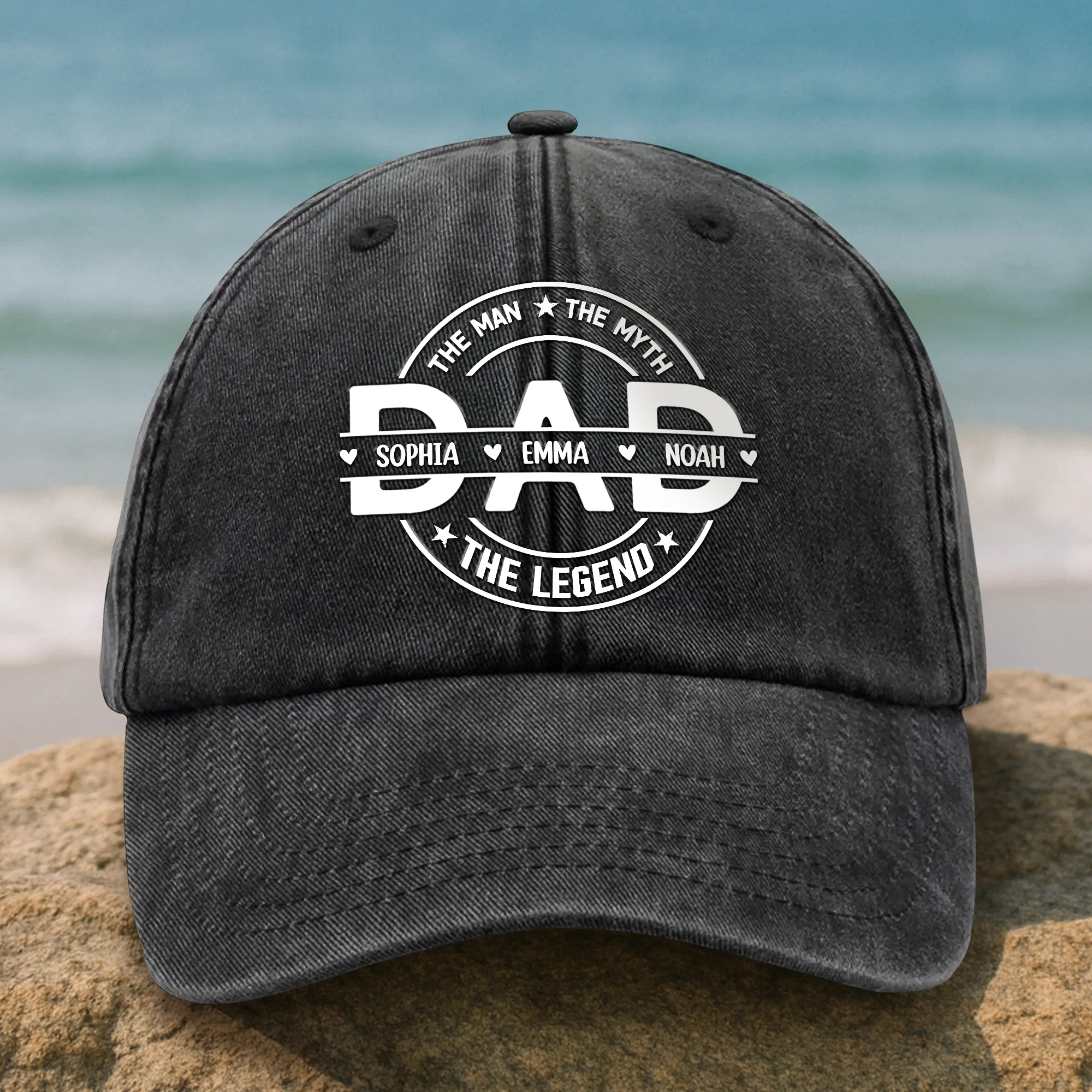 Custom Name Dad The Man The Myth The Legend Washed Denim Baseball Cap TH10 894005 - Image 2
