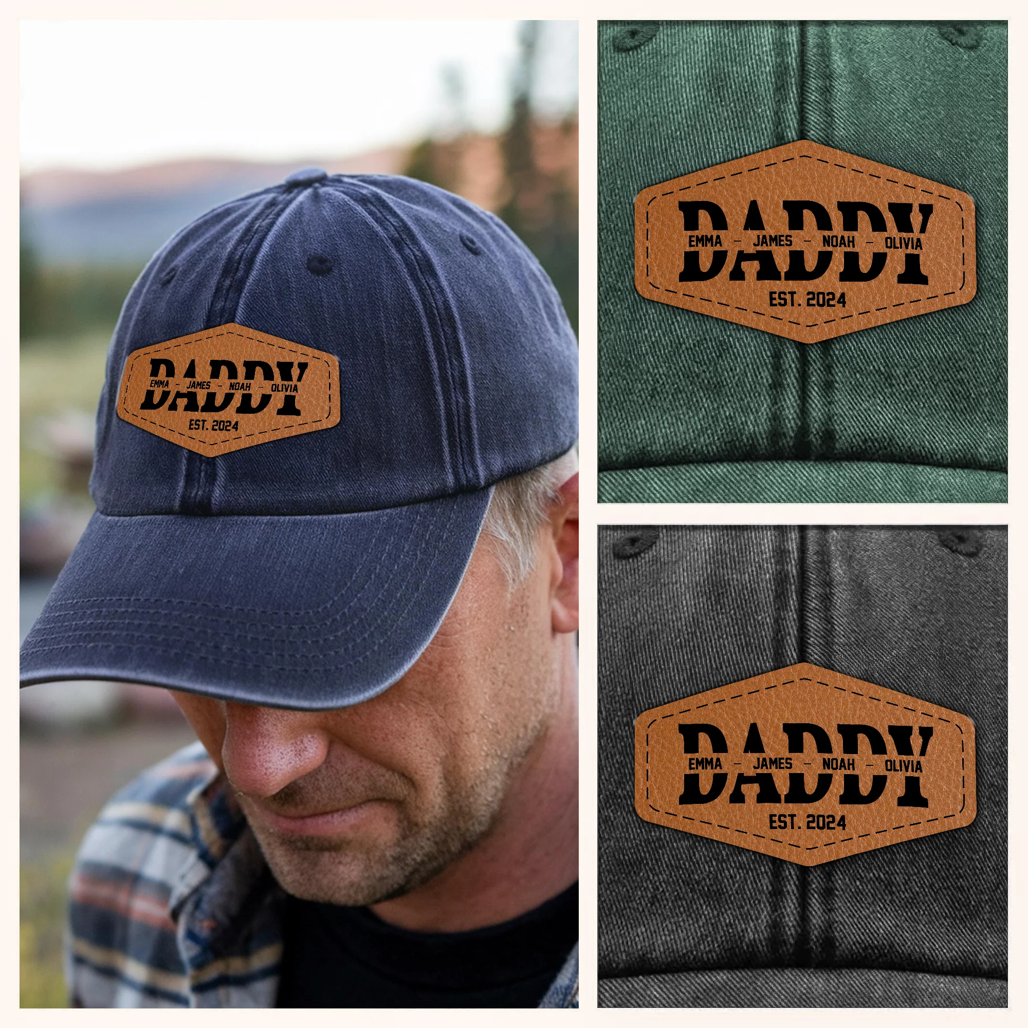 Custom Name Dad With Kid Denim Baseball Cap TH10 894027 - Image 5