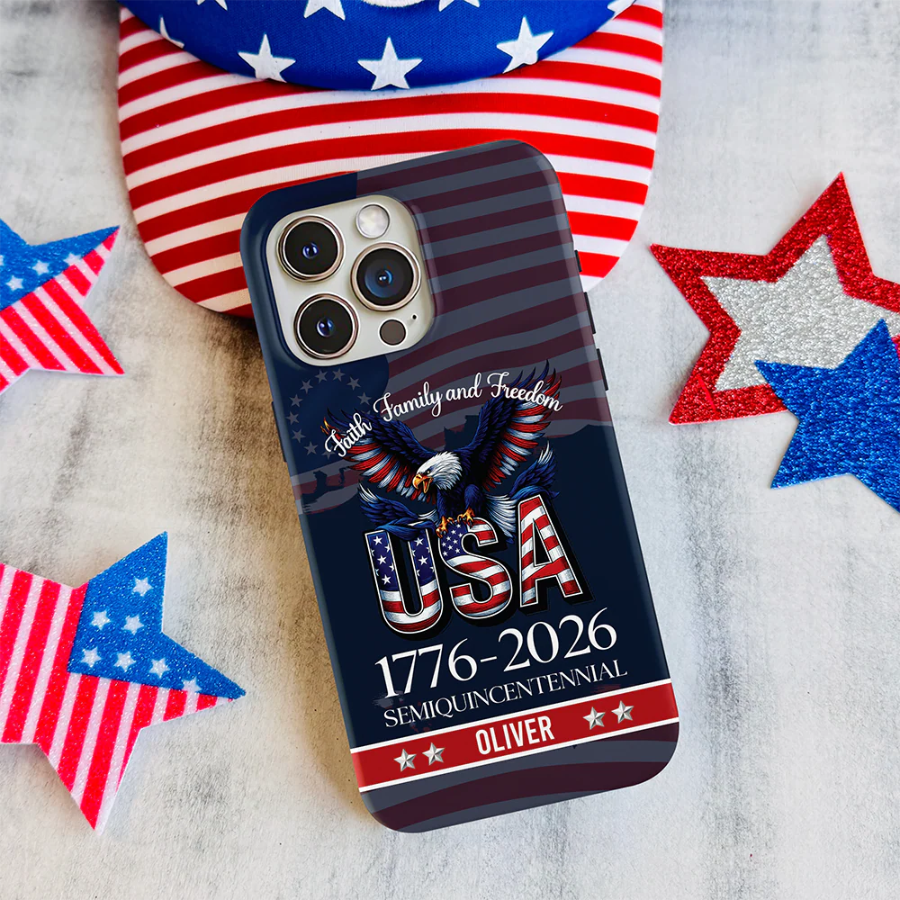 Custom Name Faith, Family & Freedom 250 Years Patriotic Phone Case TH10 898613 - Image 2