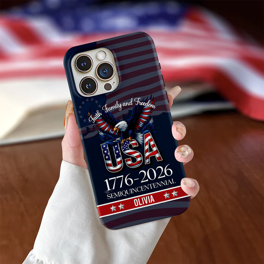 Custom Name Faith, Family & Freedom 250 Years Patriotic Phone Case TH10 898613 - Image 3