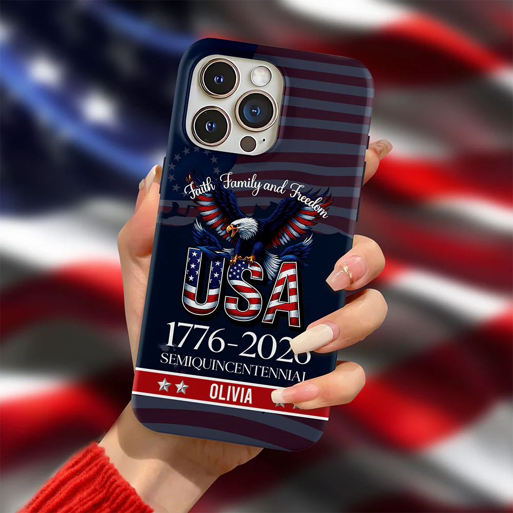 Custom Name Faith, Family & Freedom 250 Years Patriotic Phone Case TH10 898613 - Image 5