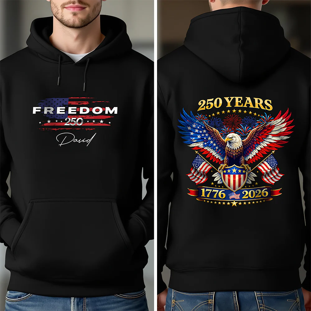 Custom Name Freedom 250 Years 1776 - 2026 Back & Front Dark Shirt TH10 169337 - Image 3