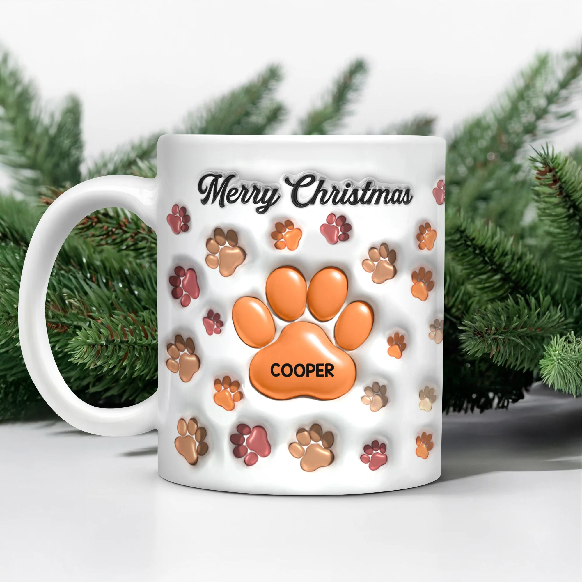 Custom Name Merry Christmas 3D Inflated Effect Mug For Dog Lover TH10 896619 - Image 2
