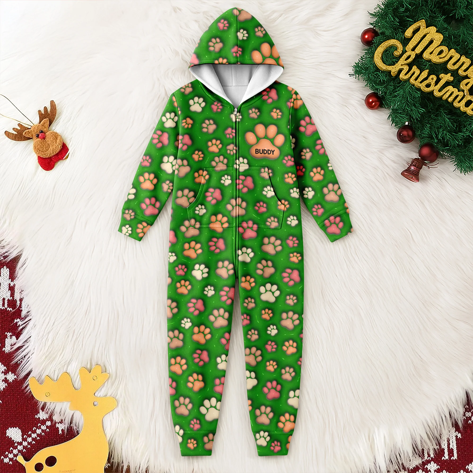 Custom Name On Dog Paw 3D Effect Personalized Onesie Pajamas TH10 896645