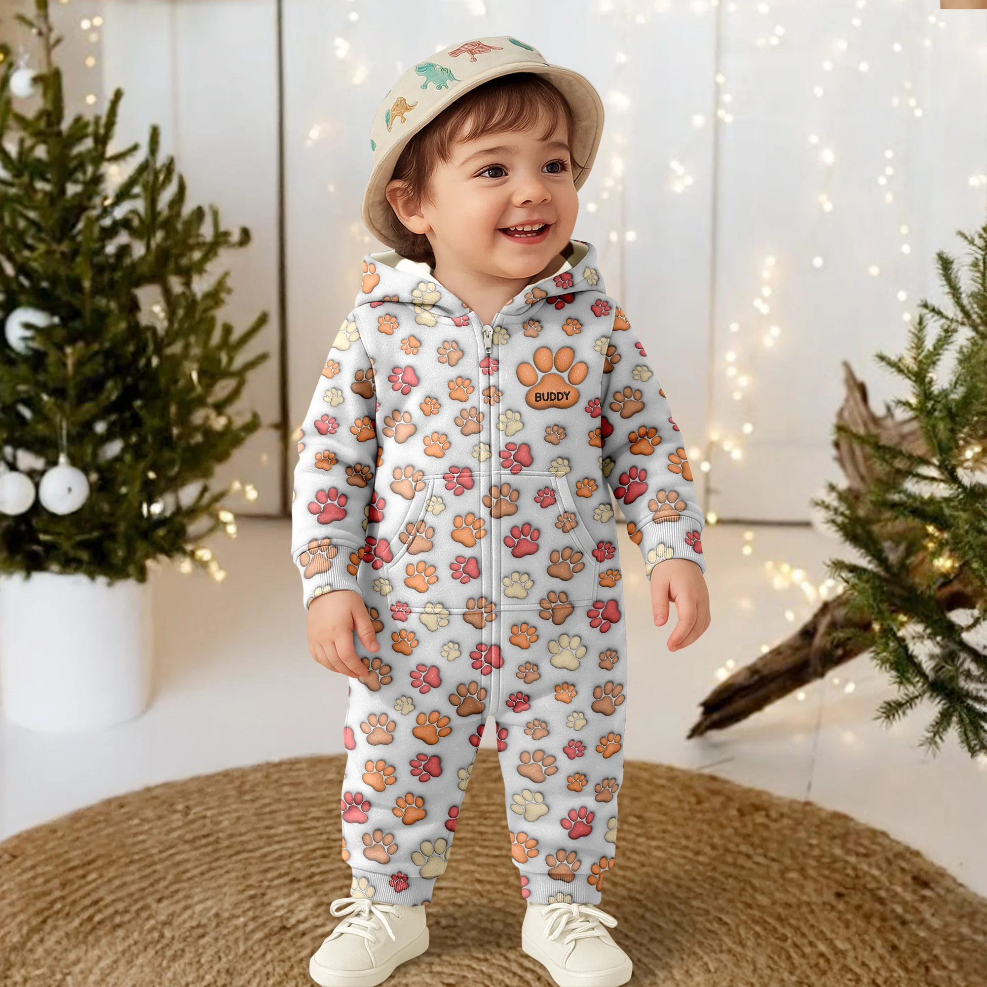 Custom Name On Dog Paw 3D Effect Personalized Onesie Pajamas TH10 896645 - Image 5