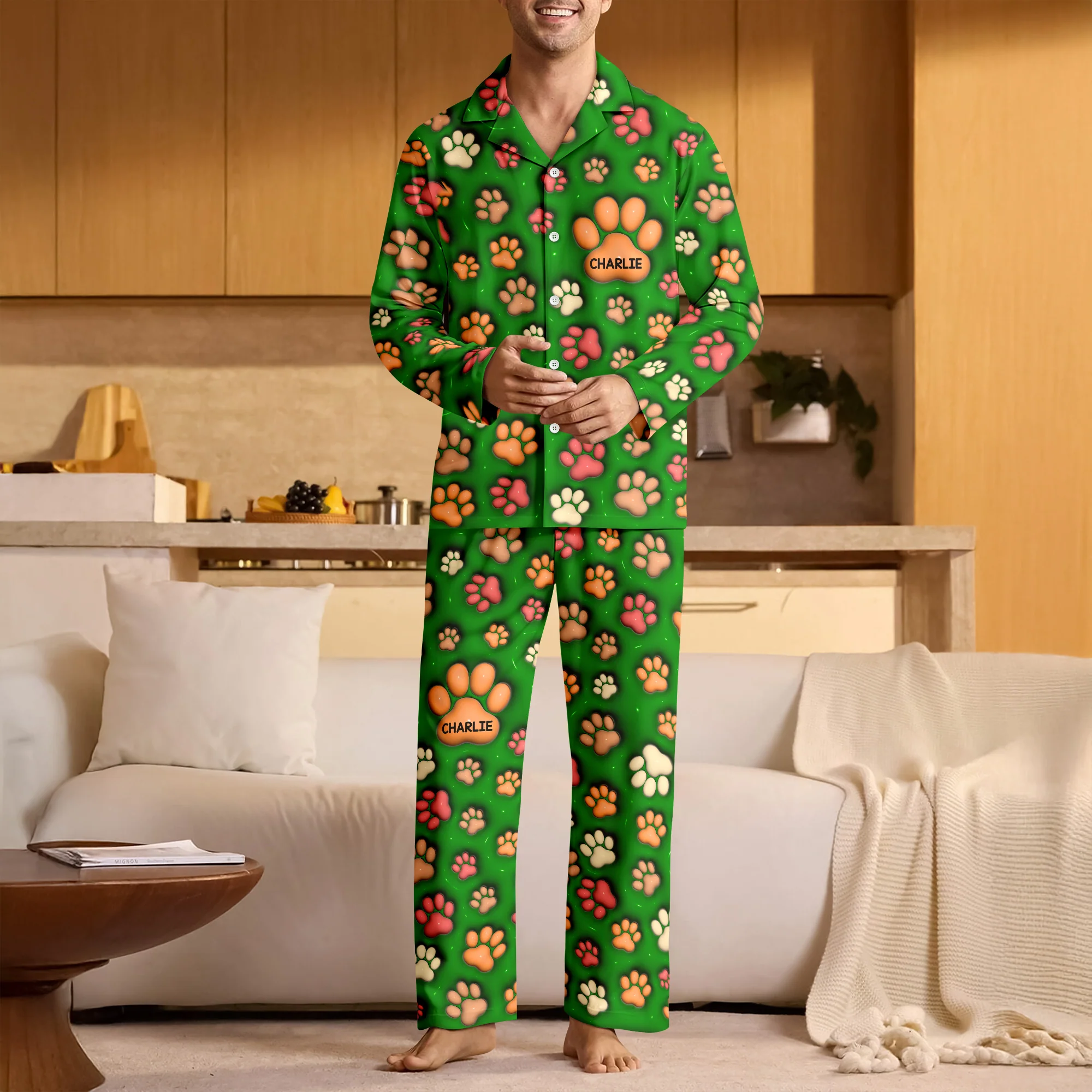 Custom Name On Dog Paw 3D Effect Pajamas For Christmas TH10 896447 - Image 5