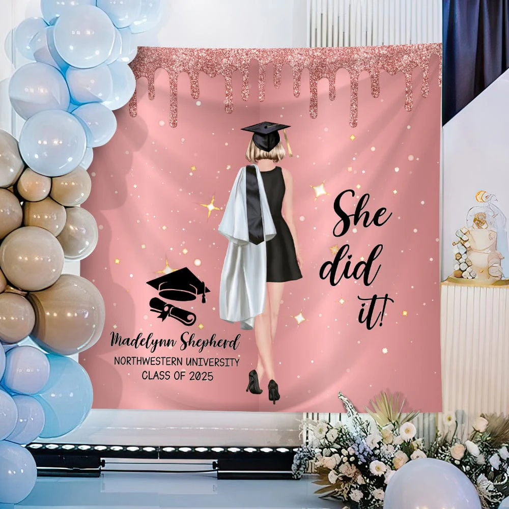 Custom Name She Did It Graduation Backdrop TH10 892319 - Image 5