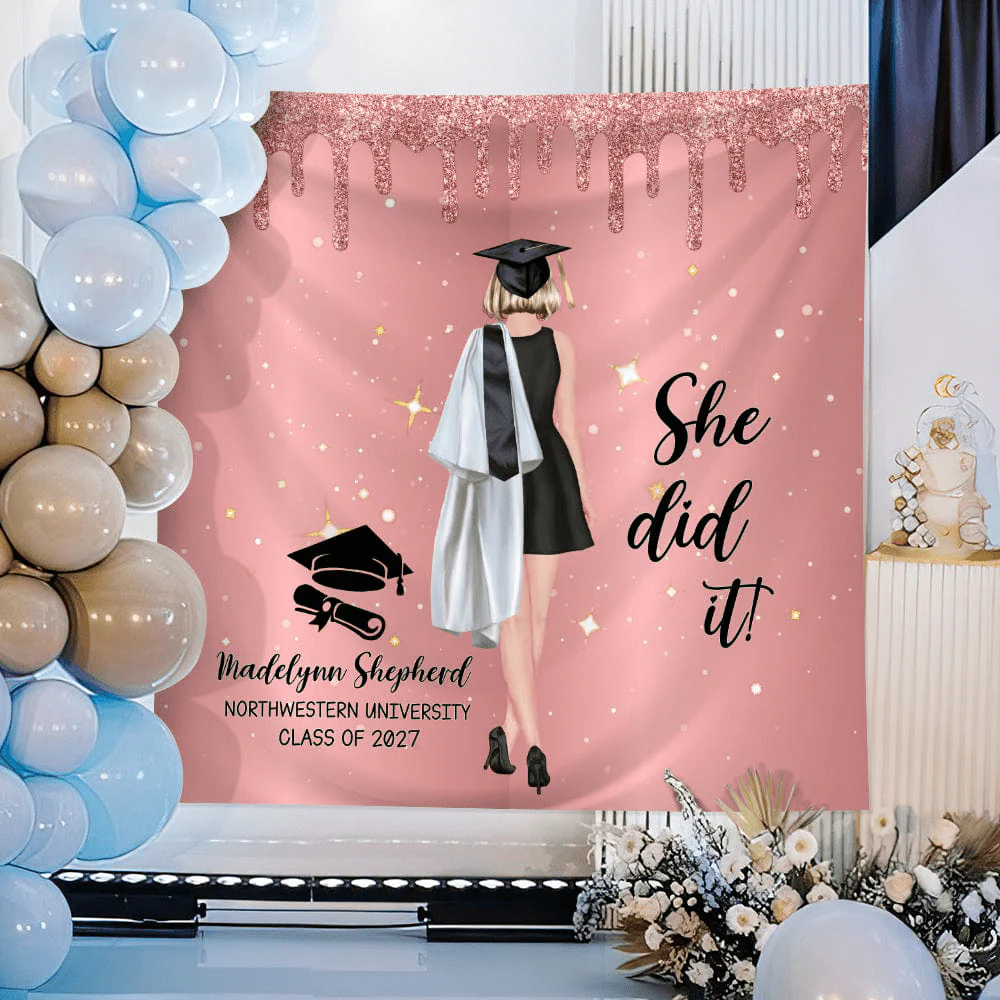 Custom Name She Did It Graduation Backdrop TH10 892319 - Image 8