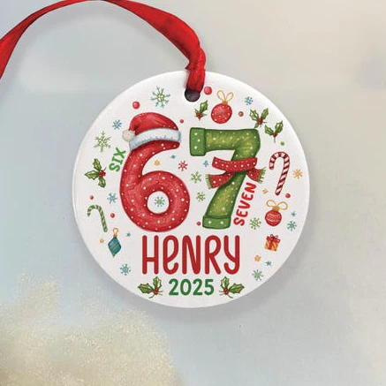 Custom Name Six Seven 67 Ceramic Ornament For Christmas TH10 896817 - Image 2