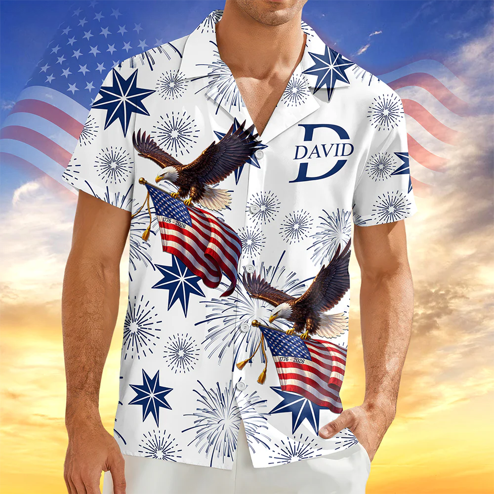 Custom Name USA 250 Anniversary With Eagle Hawaii Shirt TH10 169529 - Image 2