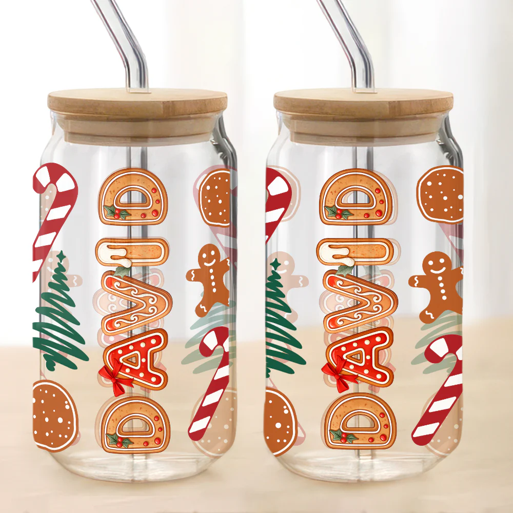 Custom Name With Christmas Decor Glass Can With Lid Gift TH10 896615 - Image 3