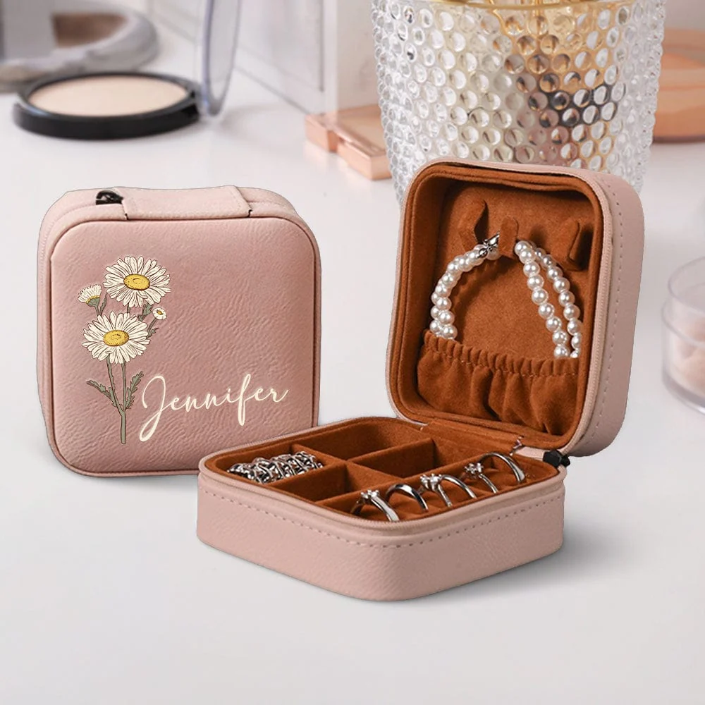 Custom Name With Floral Jewelry Personalized Gift Travel Box TH10 892031