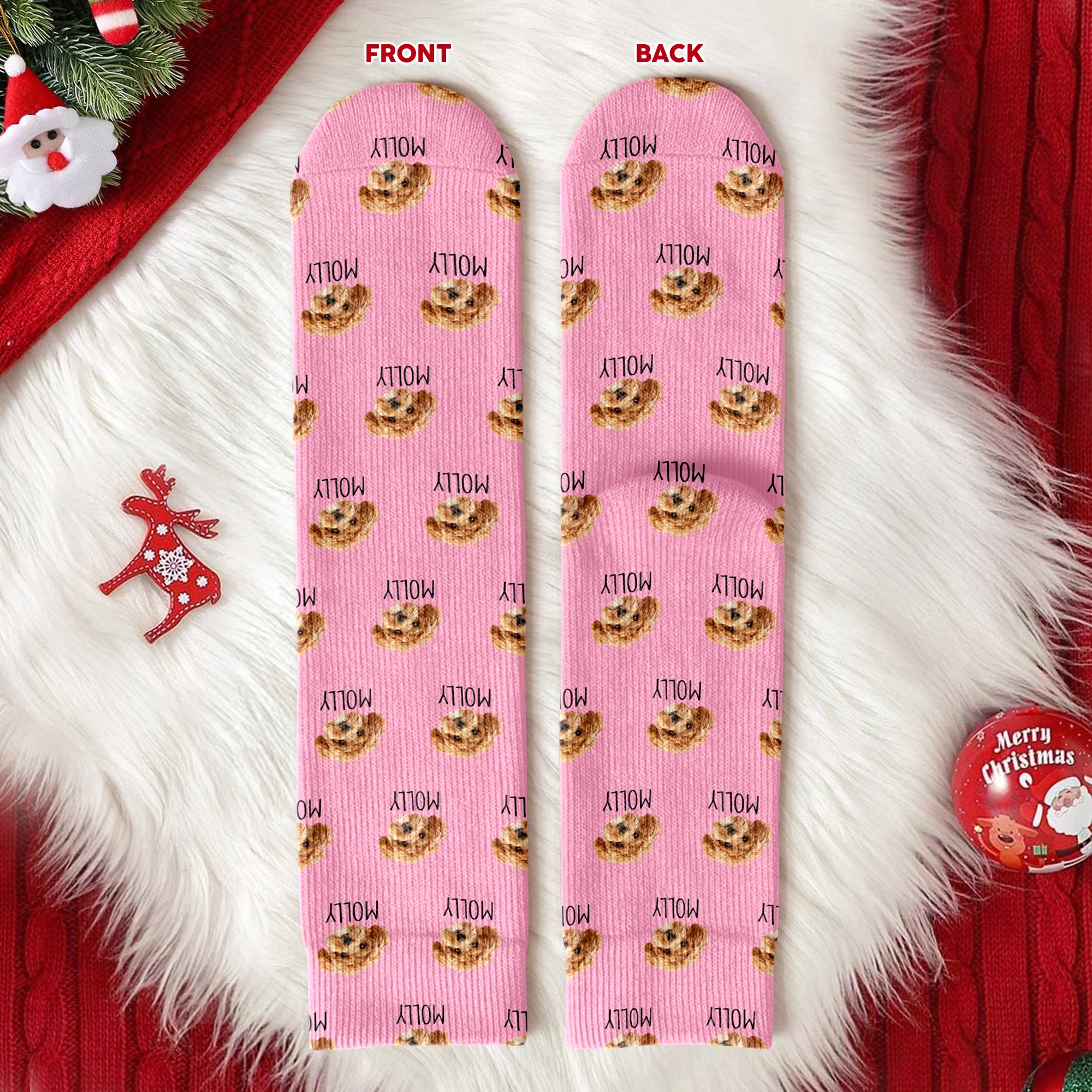 Custom Pet Portrait Socks – Personalized Dog/Cat/Person Photo & Name Gift TH10 896681 - Image 2