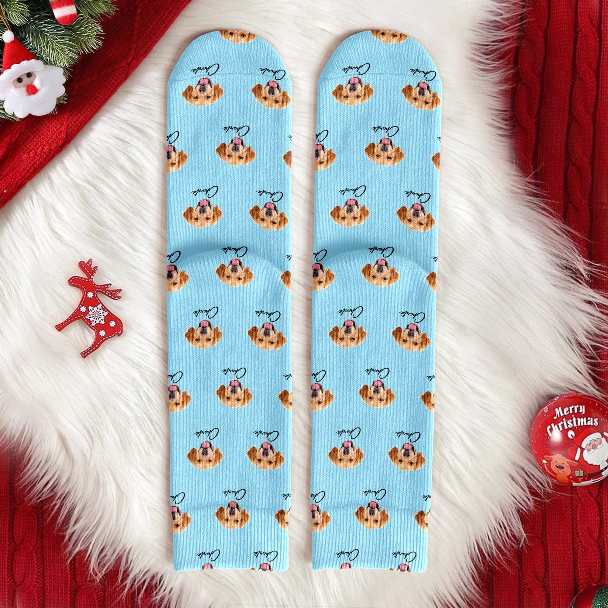 Custom Pet Portrait Socks – Personalized Dog/Cat/Person Photo & Name Gift TH10 896681 - Image 4
