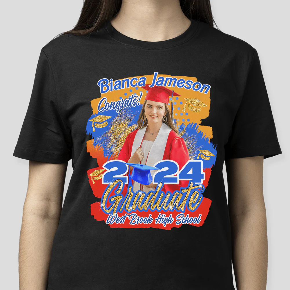 Custom Photo 2024 Glitter Graduation Dark Shirt N304 890117 - Image 9