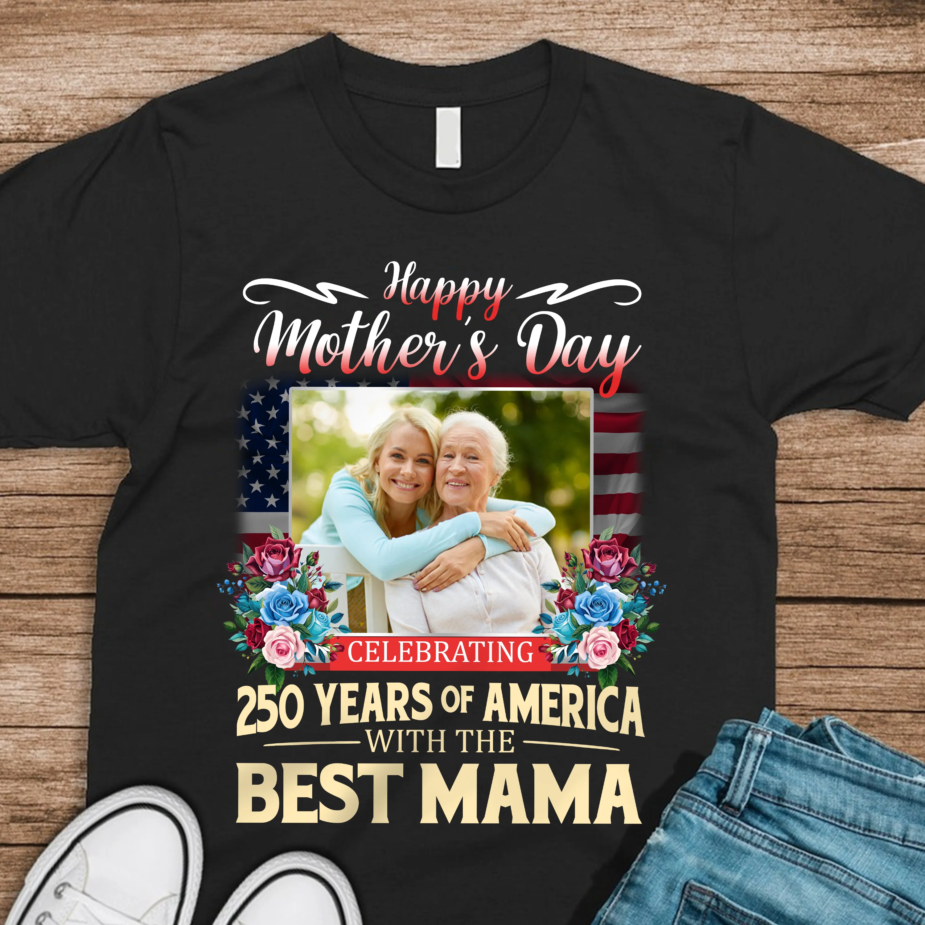 Custom Photo 250 Years Of America With The Best Mama Dark Shirt TH10 898727 - Image 6