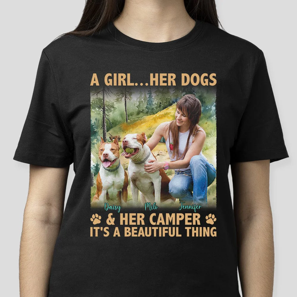 Custom Photo A Girl And Her Dog Shirt DA199 890459