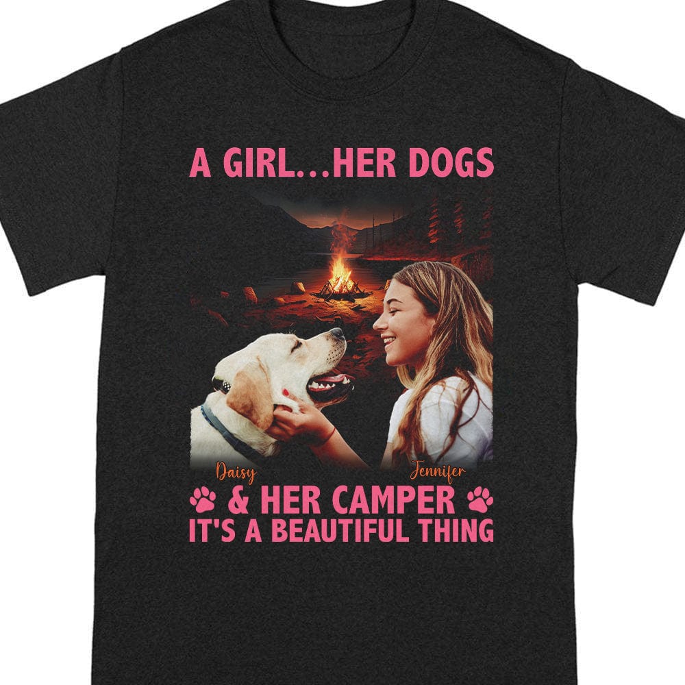 Custom Photo A Girl And Her Dog Shirt DA199 890459 - Image 2