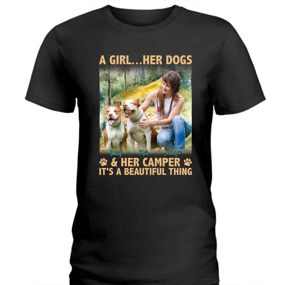 Custom Photo A Girl And Her Dog Shirt DA199 890459 - Image 4