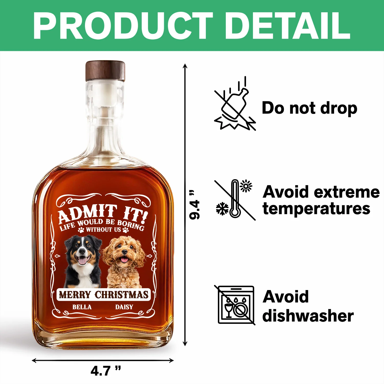 Custom Photo Admit It Life Would Be Boring Without Me Whiskey Bottle For Dog Lover TH10 896649 - Image 7