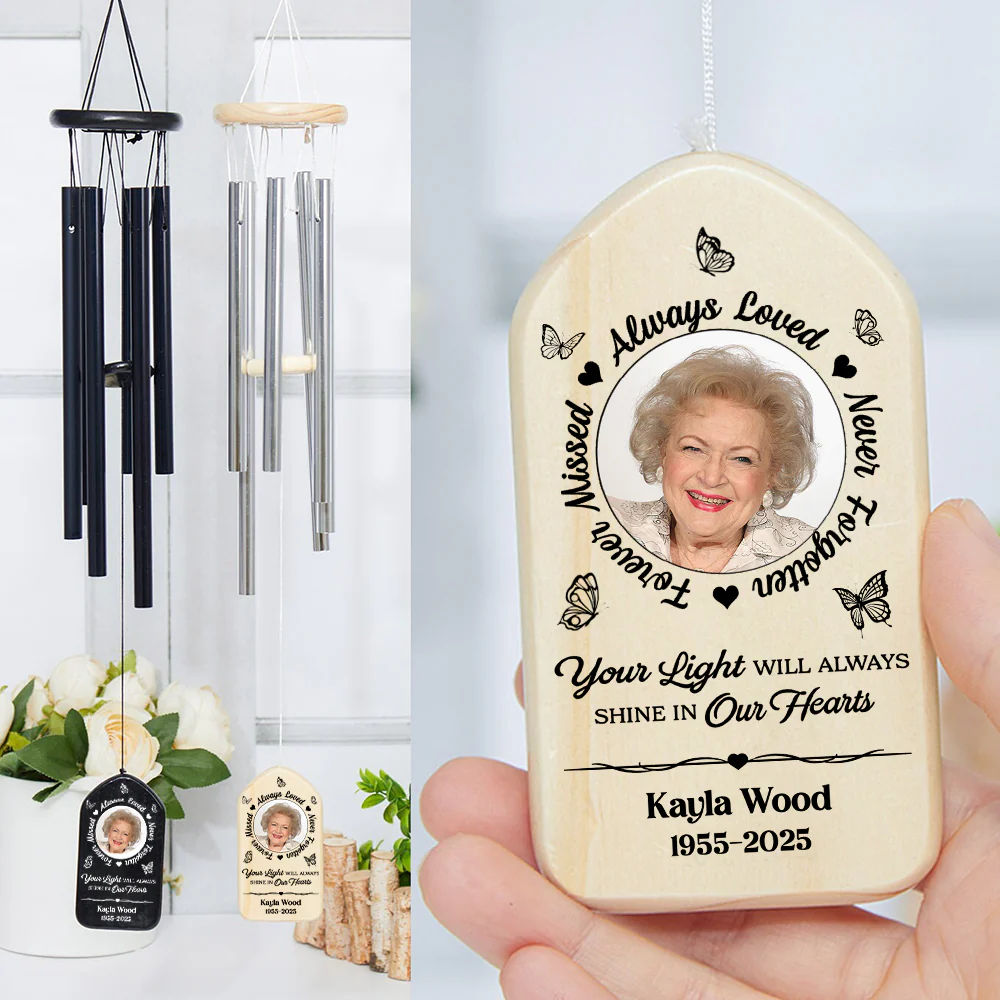 Custom Photo Always Loved, Never Forgotten Memorial Wind Chimes TH10 892537 - Image 4