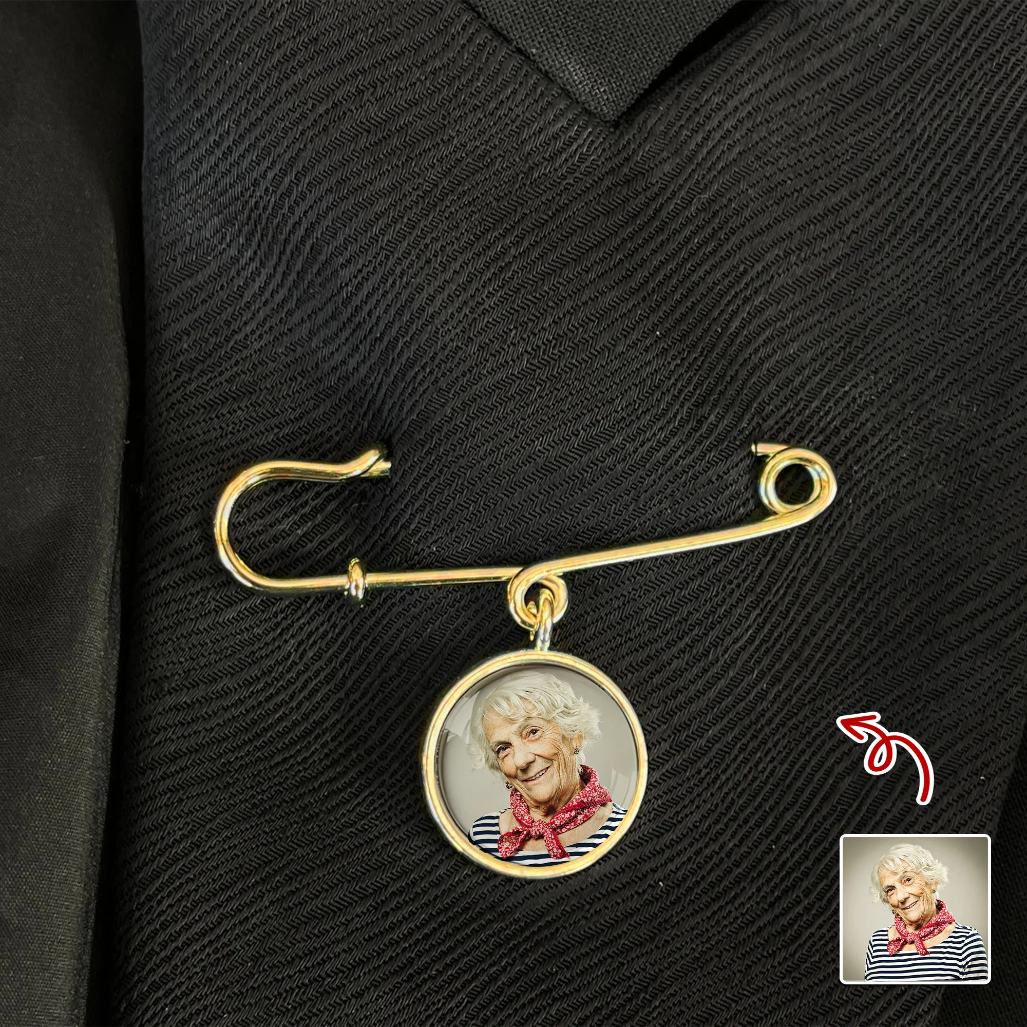 Custom Photo Always With You Memorial Boutonniere Lapel Pin TH10 896029 - Image 3