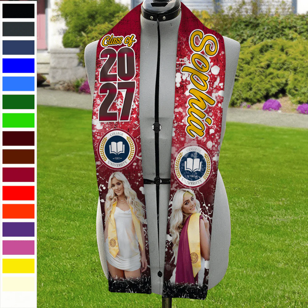 Custom Photo And Name 2026 Graduation Stoles T368 890507 - Image 2