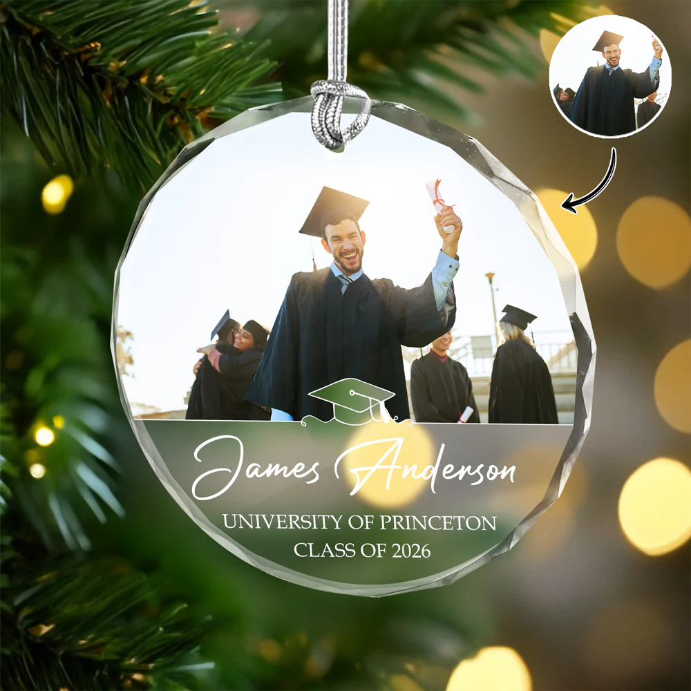 Custom Photo And Name Class Of 2026 Glass Ornament Christmas Gift TH10 896907 - Image 5