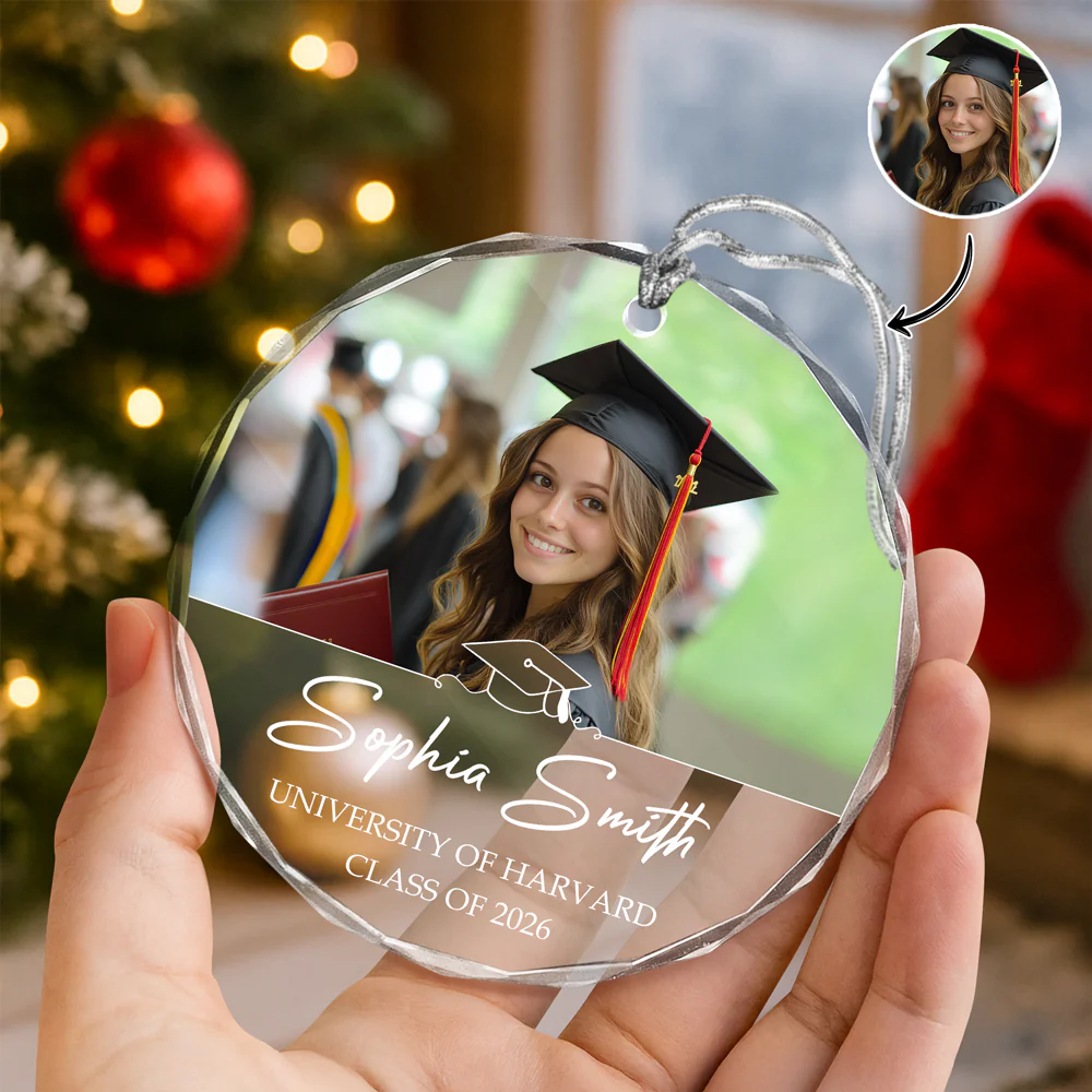 Custom Photo And Name Class Of 2026 Glass Ornament Christmas Gift TH10 896907 - Image 6