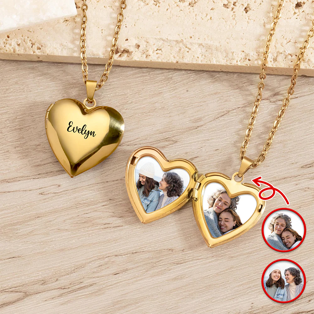 Custom Photo And Name Heart Locket Necklace Gift For Mom Mother's Day TH10 898925 - Image 2