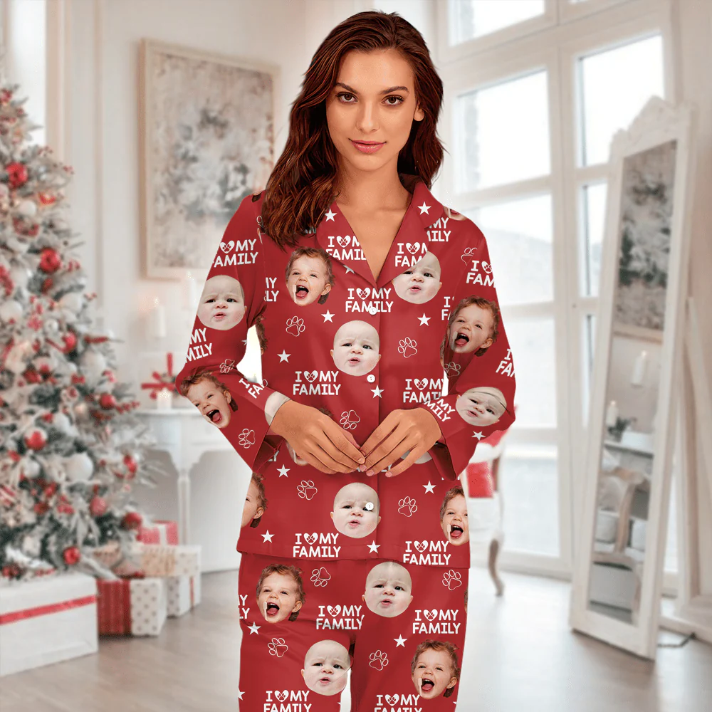 Custom Photo and Name I Love My Family Pajamas TL39 892125 - Image 2